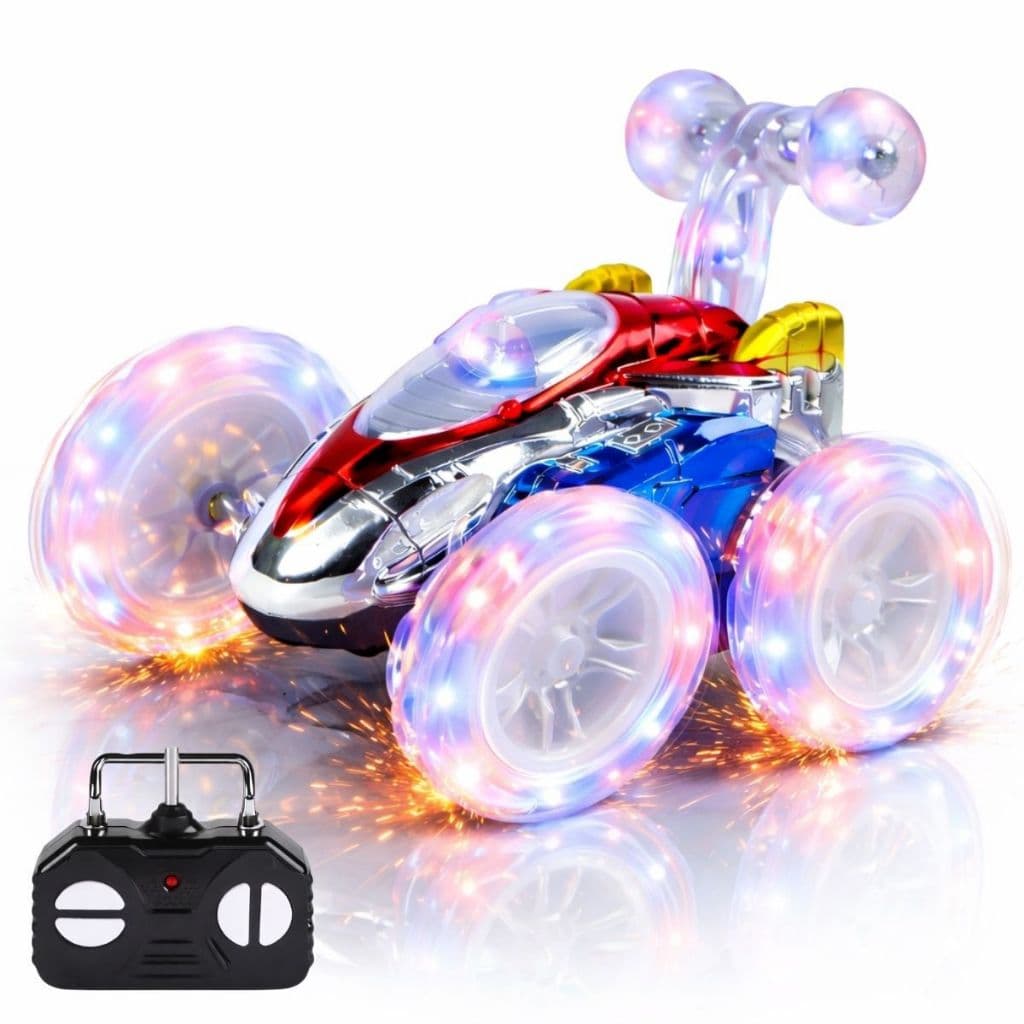 Carrinho de Controle Remoto Com Luzes Gira 360 Graus Carro Maluco Giratório
