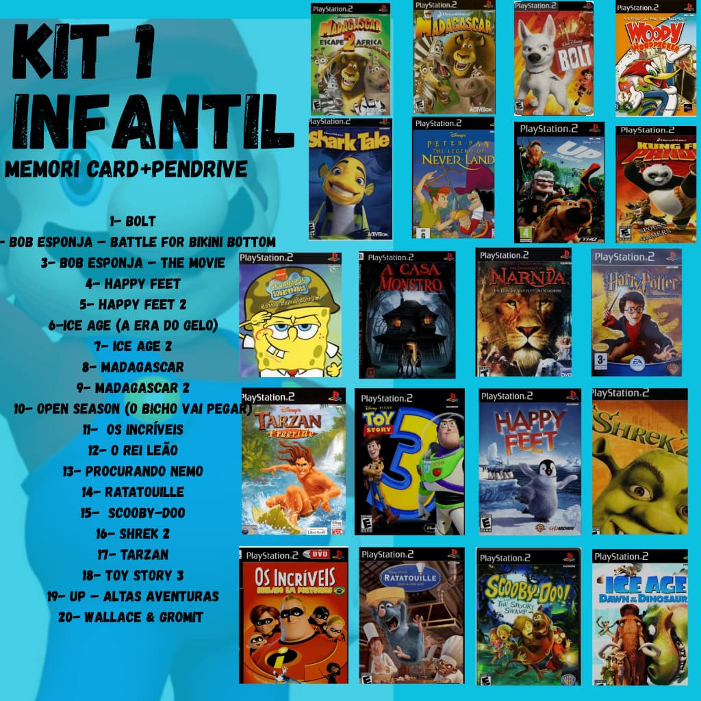 Kit Memori Card OPL PS2 + Pendrive com jogos