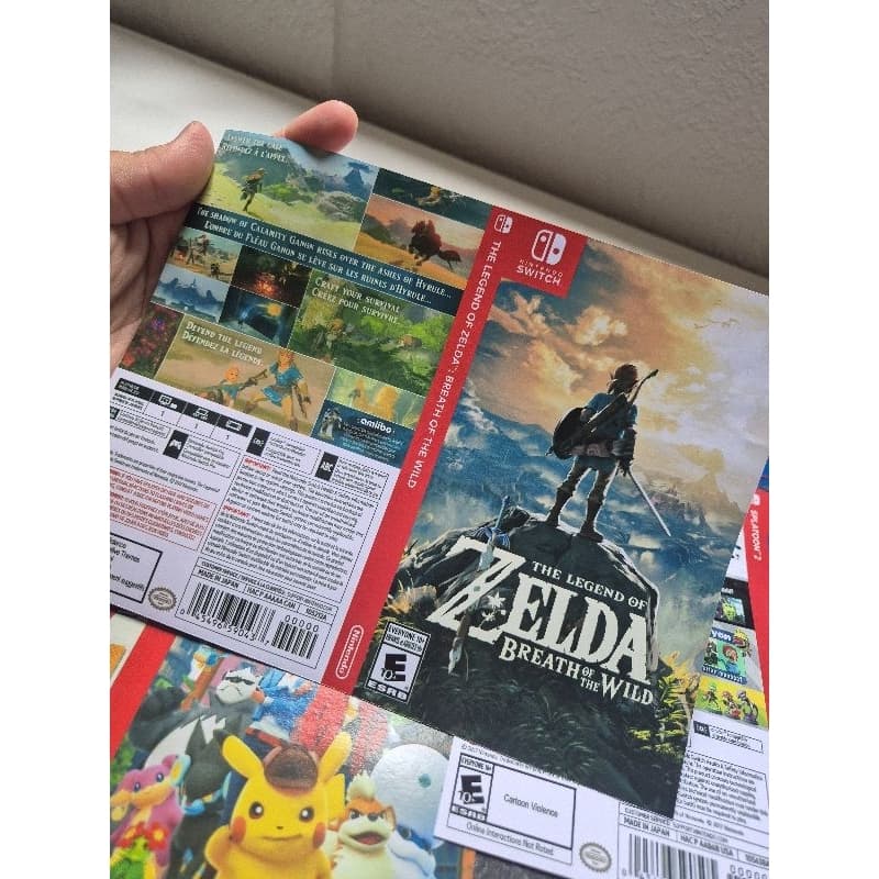 encarte/capinha de papel para nintendo switch frente e verso pokemon