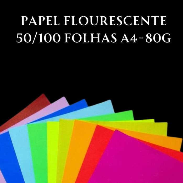 50/100 Folhas Papel Neon Criativo A4 80g Papel Fluorescente Material Escolar