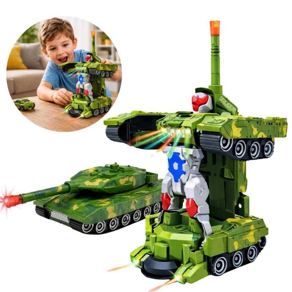 Brinquedo Tanque de Guerra Militar Transformers Com Led Camuflado Combat Tank