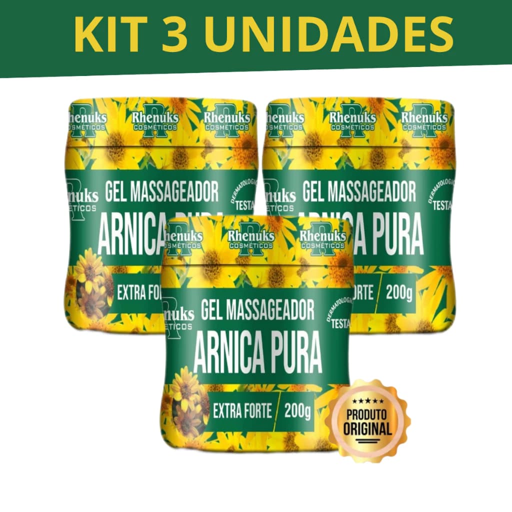 Kit 3 Gel Massageador Arnica Pura 200g Rhenuks