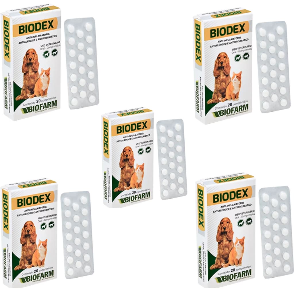 Kit 5 Biodex Remédio Alergia Para Cães E Gatos - Biofarm