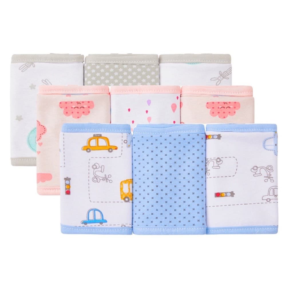 Kit Pano Paninho De Boca Bebê Babete Com Prendedor De Chupeta 3 Unidades Malha 28 cm x 28 cm Papi