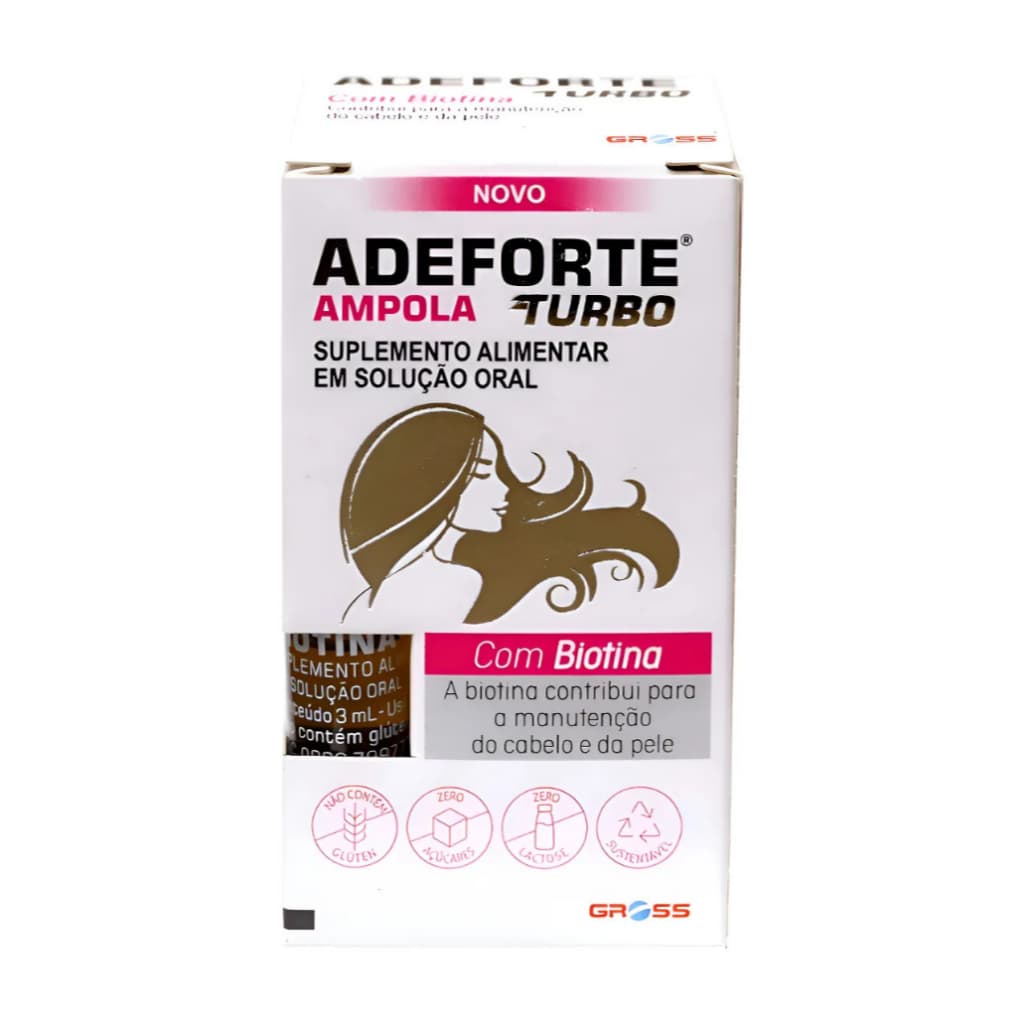 Adeforte Turbo + Biotina 3ml - Consumo Via oral  - Suplemento Capilar pele unha