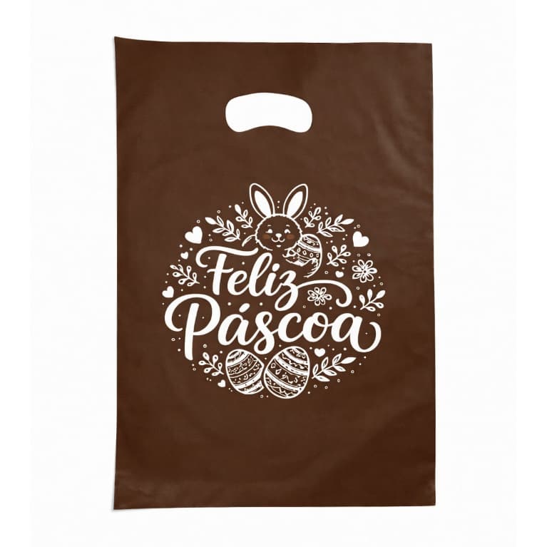 Sacolas Plástica 30x40 (25 - 50UN) - Frase Feliz Páscoa