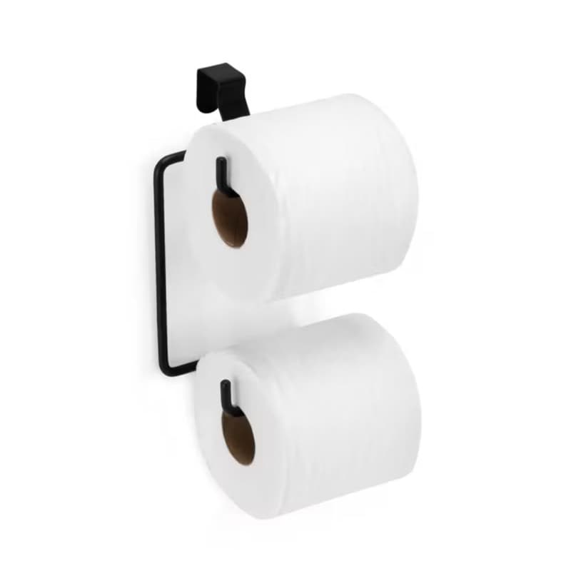Suporte Porta Papel Higiênico Preto Duplo Acoplada Aço Preto Promoção