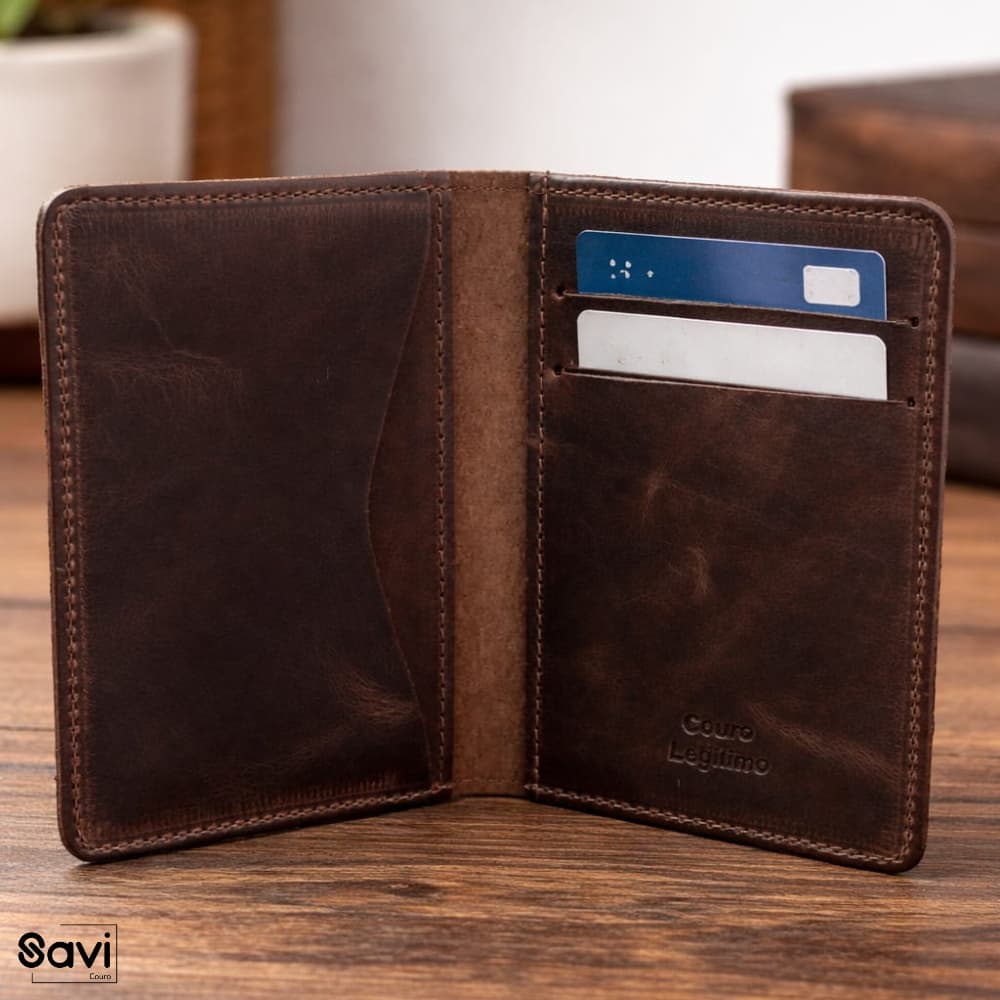 Porta Cartão Rustico Couro Legitimo Cabe Rg Carteira Slim Porta Documento