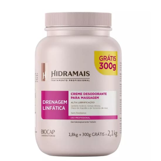 Creme Para Massagem Drenagem Linfática 2,1kg- 1kg-500g Hidramais