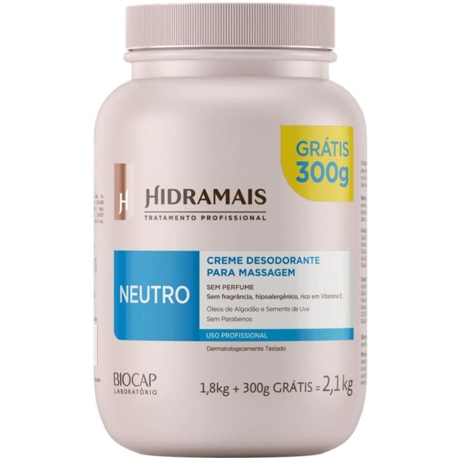 Creme Para Massagem Neutro 2,1kg-1kg-500g Hidramais