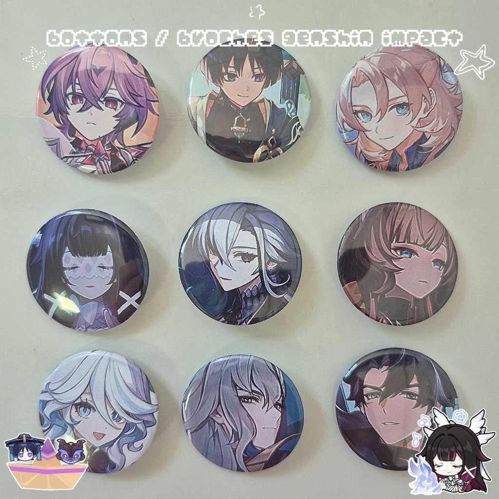 KIT 3 BOTTONS / BROCHES GENSHIN IMPACT [ FANMADE ] * !