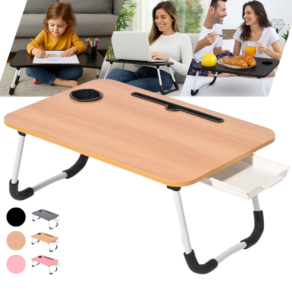 Mesa Dobrável para Notebook Portátil Articulada Mdf Suporte para Laptop Cama Estudo Porta Tablet