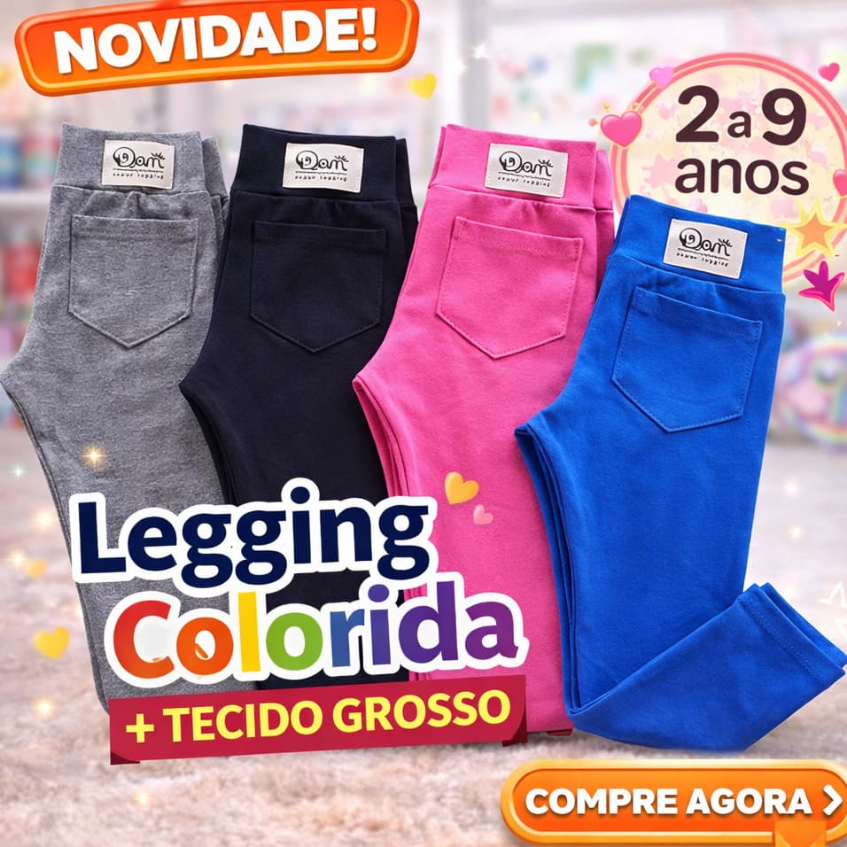 Calça Legging algodão menina Infantil juvenil 04 ao 16 cotton mais grossinho roupa escolar e passeio