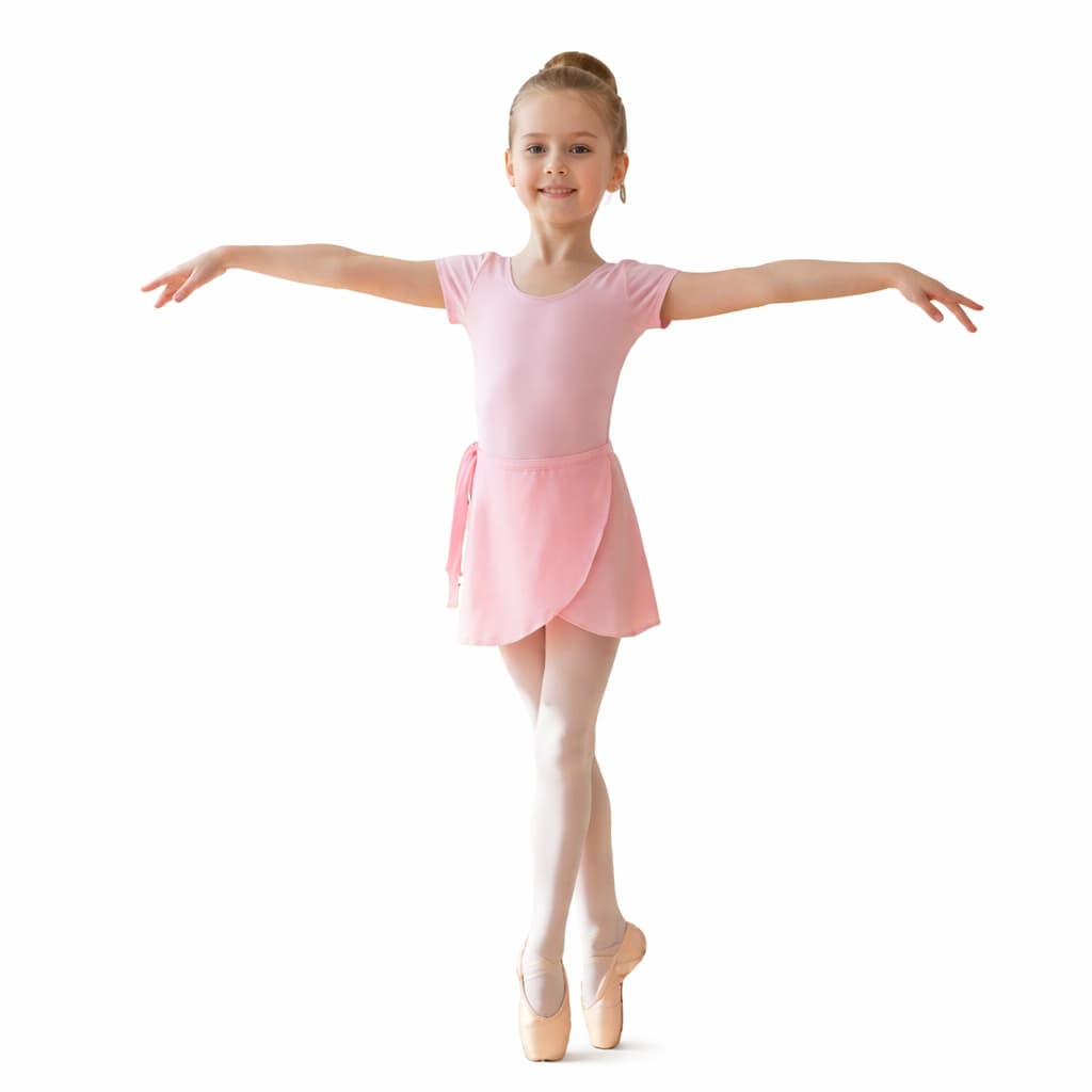 Kit Ballet Infantil 3 Peças – Collant Manga Curta + Saia + Redinha de coque