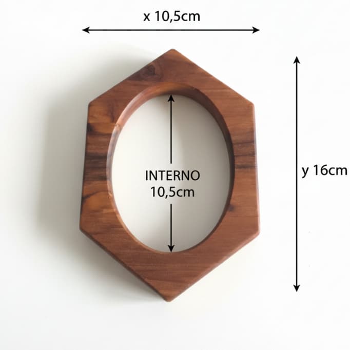 (62) hexágono Par de Alças Madeira Teca Losango Luxo - Design Geométrico Moderno Madeira de Reflorestamento Nobre