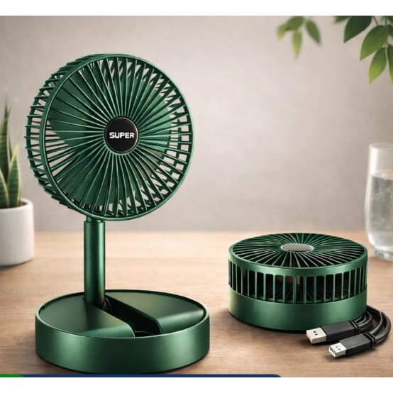 Ventilador Portátil Dobrável USB com Bateria Recarregável e Silenciosa