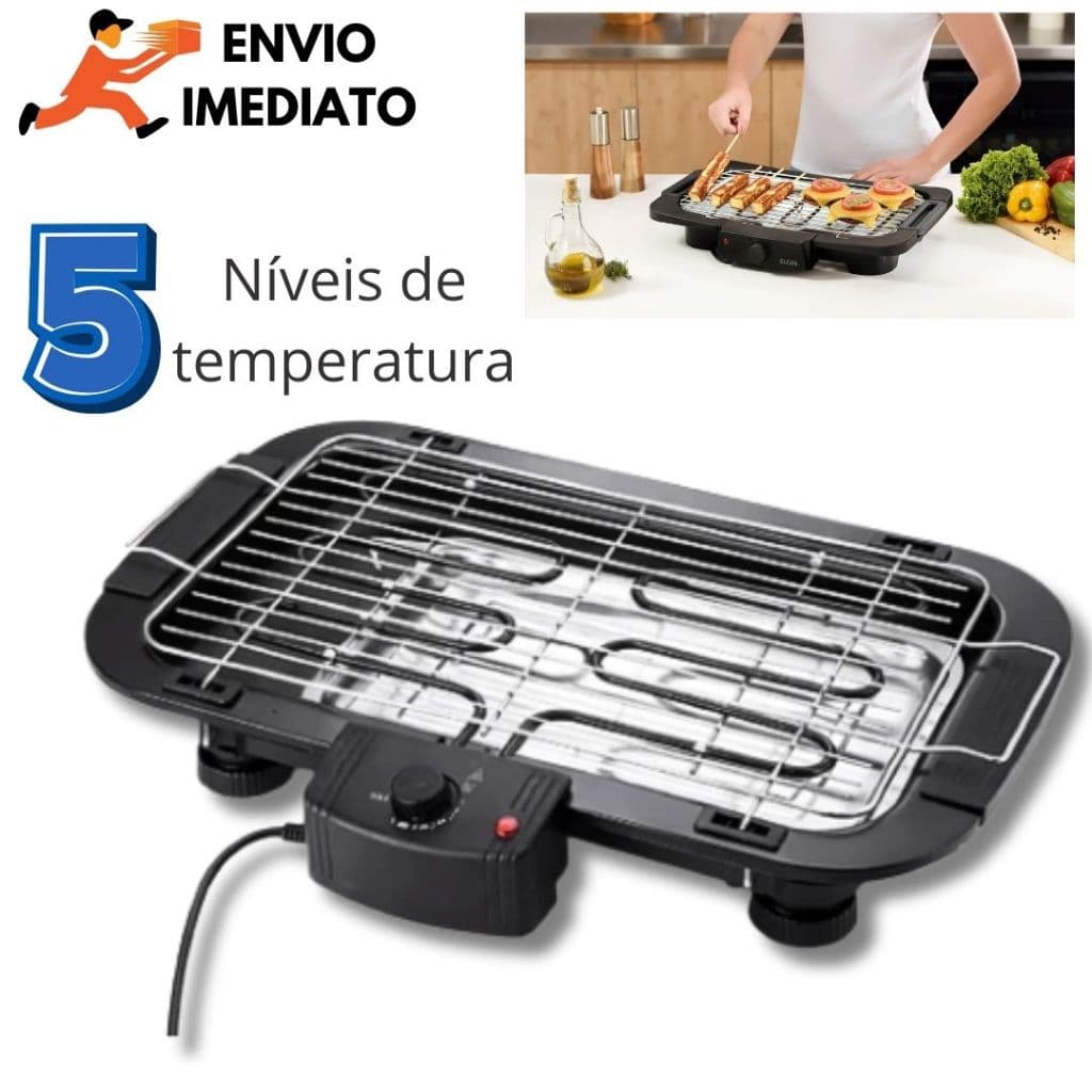 Churrasqueira Elétrica Interior Exterior Sem fumaça Grelhador Portátil Cozinha 110V e 220v