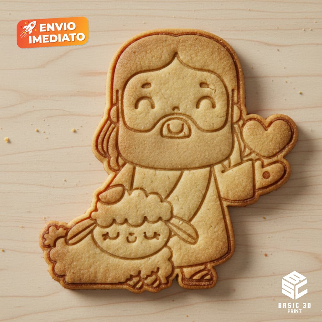 Cortador de Biscoitos Tema Páscoa Jesus e ovelha 6cm PLA Impressão 3D