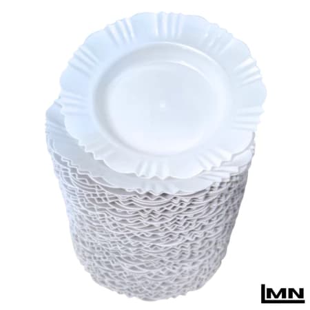 Kits Com 50/30/20/10/5 Pratos Branco Fundo Com Borda Plástico