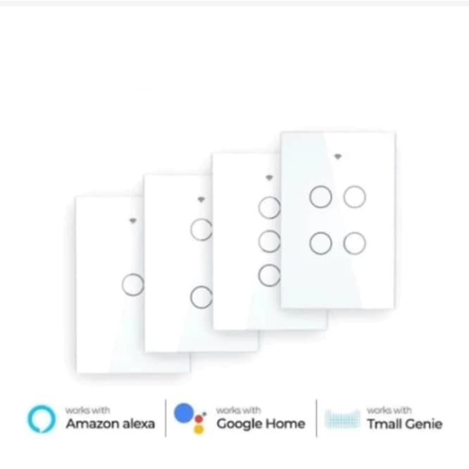 Interruptor Inteligente WiFi Touch 1/2/3/4 Botões  Compatível com VOZ Alexa e Google Assistant
