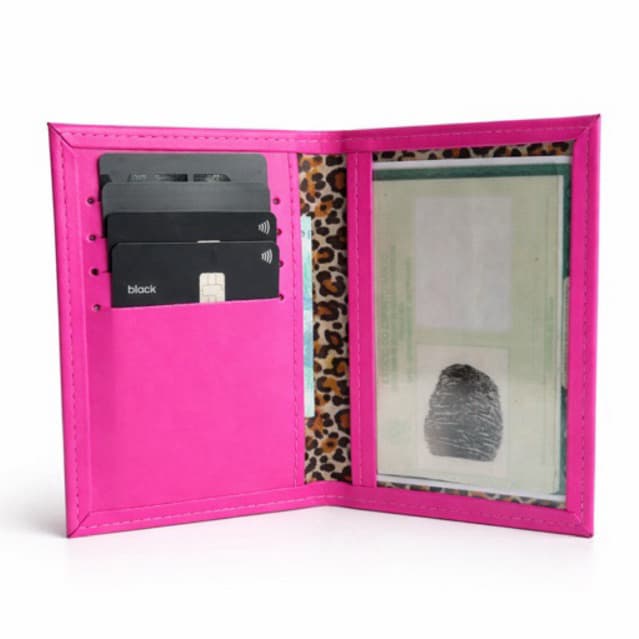 Carteira Feminina Slim de Couro RG Porta Cartões, Porta Documentos CNH Cédulas