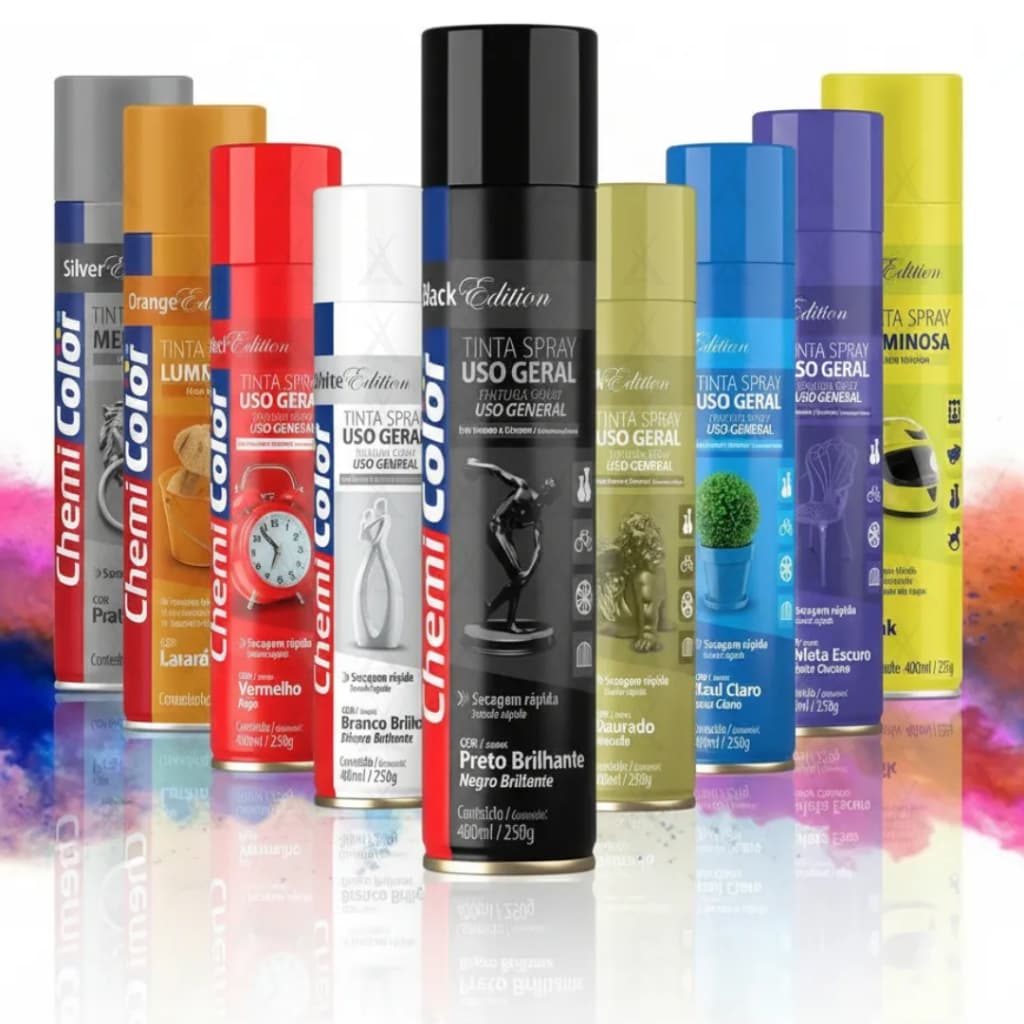 Tinta Spray Uso Geral Metal Madeira Plástico Cores 400ML Chemicolor