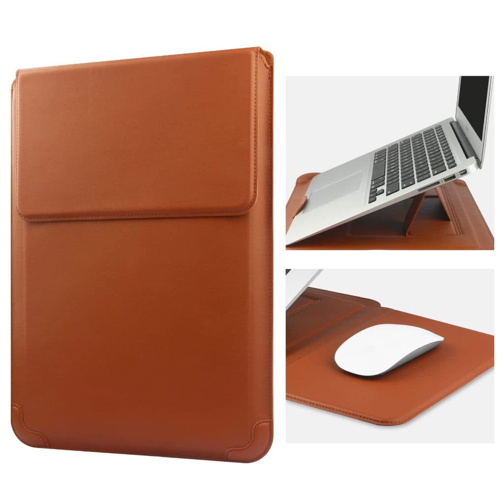 Capa de Couro PU Multiuso para Macbook Air M2 13-16 Polegadas com Suporte para Escritório e Estudo