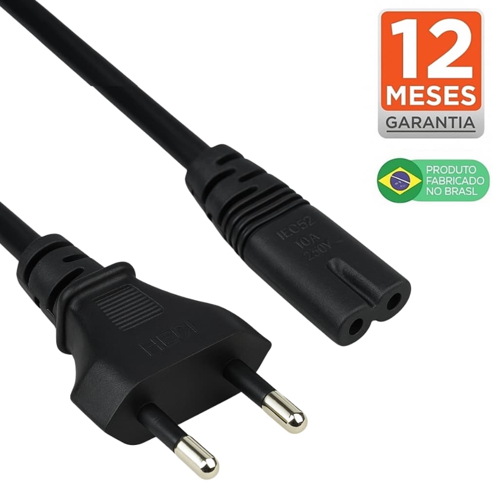 Cabo De Energia Bipolar Para PS3 PS4 PS5 Impressora TV Samsung LG Rádio 1,5 Metros