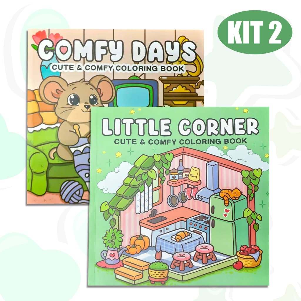 kit 2 Cute & Comfy Caderno de Desenho Pintura Cozy Coloring Book infantil– 48 pág