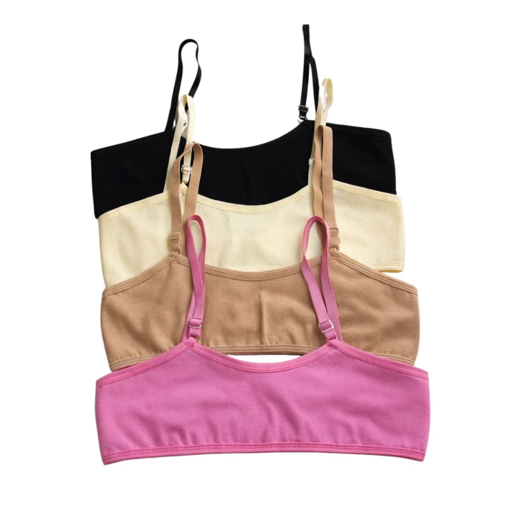 Kit 4 Sutiãs Infantil e Juvenil Menina Moça Com Fecho Uso Escolar e Casual Veste De 6 a 14 Anos