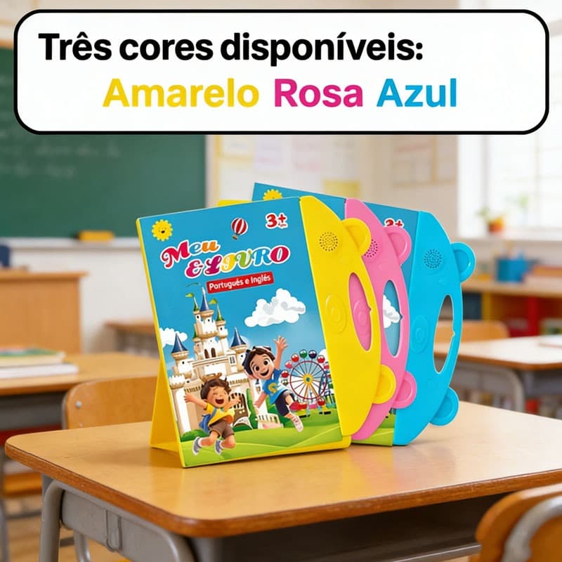 Livro Interativo com Som Infantil Bilíngue Português Inglês Multi Temas Toque Educativo Aprendizagem