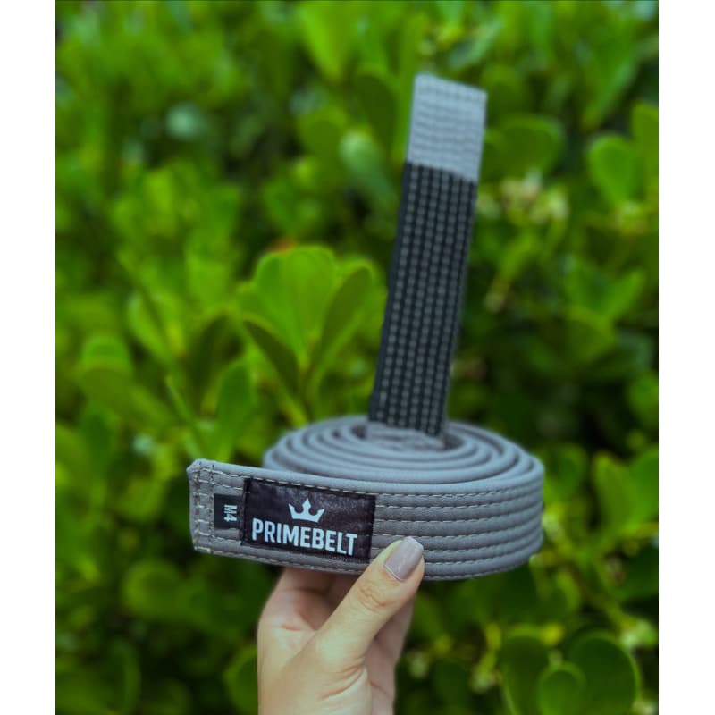 FAIXA JIU JITSU CINZA INFANTIL RÍGIDA 7 COSTURAS