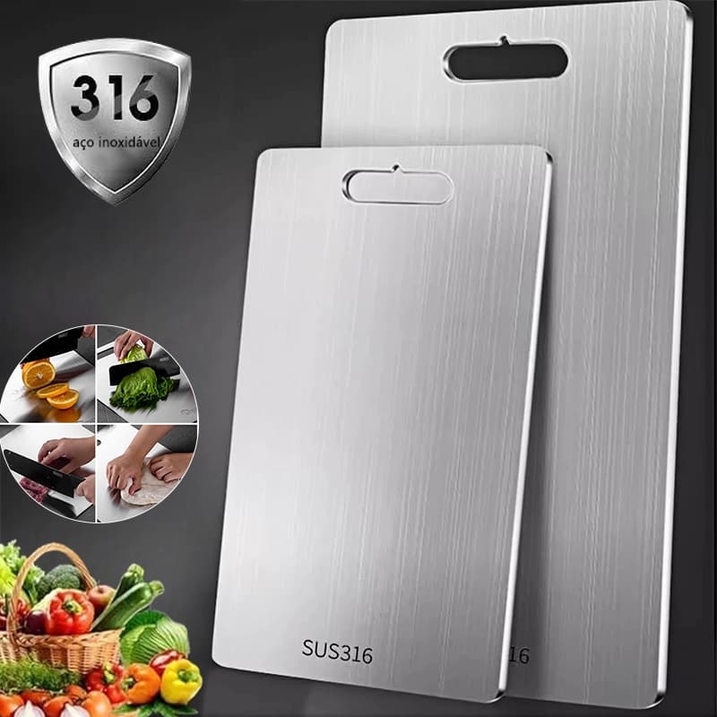 Tábua De Corte Retangular Aço Inox 316 Aço Inoxidável Antibacteriana À Prova De Mofo 46 Cm Tábua De Cozinha