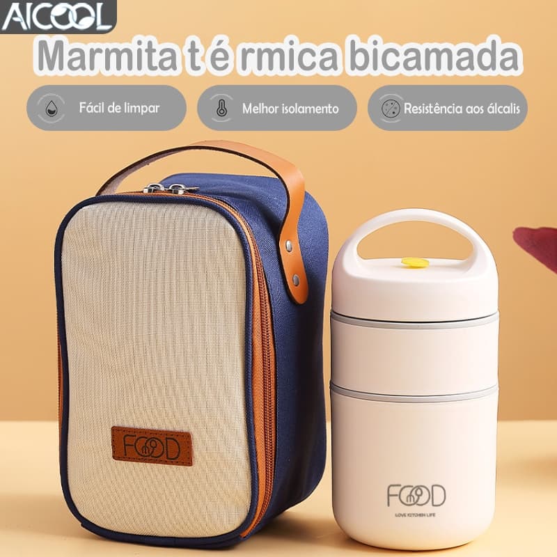 AICOOL Lancheira térmica portátil Materiais seguros  Adequado para viagens, fitness e trabalho