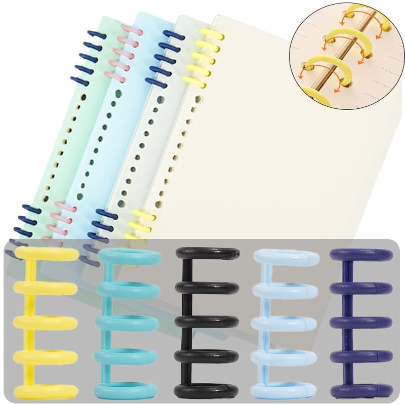 Pacote com 10 Discos Anel Espiral com 5 furos Para Encadernação/ Bloco De Notas/ Caderno/ Apostila