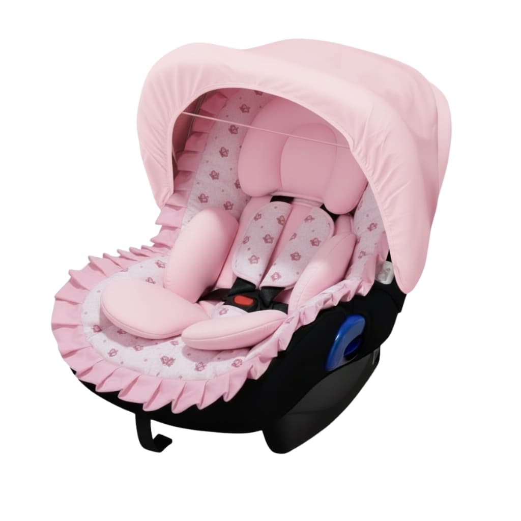 Kit Capa de Bebe Conforto + Apoio Redutor + Protetor de Cinto + Capota Solar com Manta Princesa Rosa