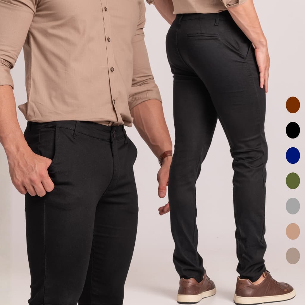 Calça Masculina em Sarja Alfaiataria Sport Fino com Elastano – Estilo Social Moderno e Conforto Superior