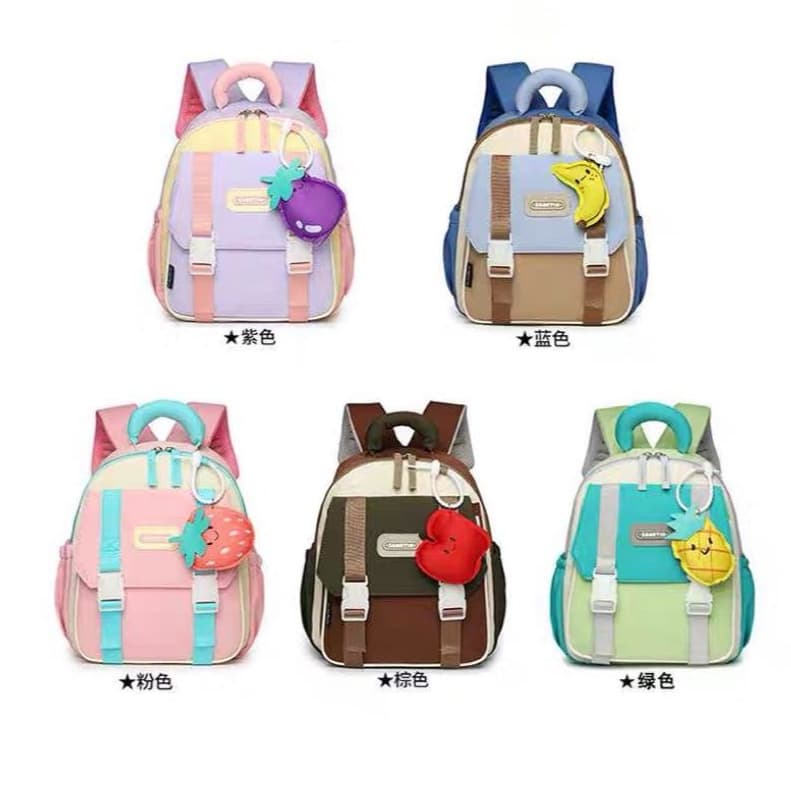 Novo Mochila Infantil Escolar Com Pingente De Frutas, Mochila De Criança De Passeio Resistente, Bolsa Reforçado