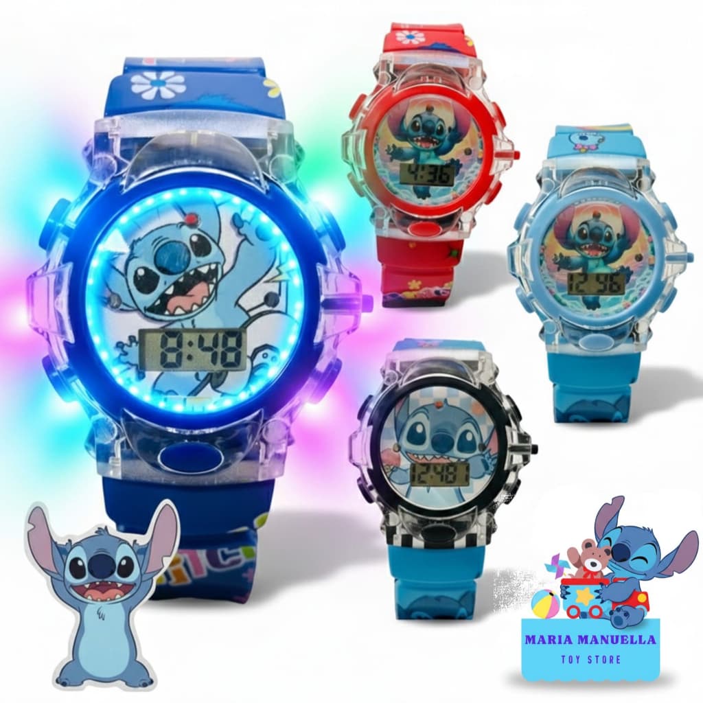 Relogio Infantil Criança Menina Menino Lilo & Stitch Toca música e Acende luz