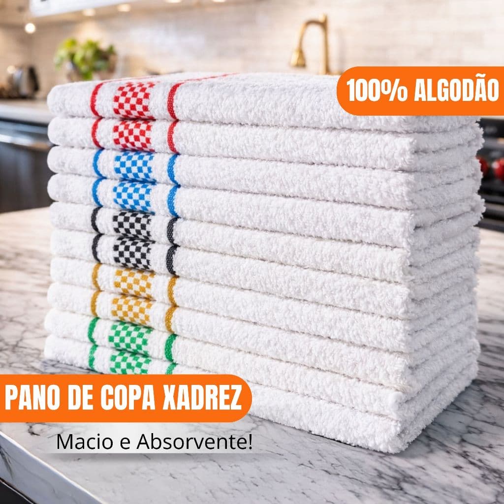 Kit c/ 15 Panos De Prato Atoalhado Premium 45x70 Cm 100% Algodão Jacquard