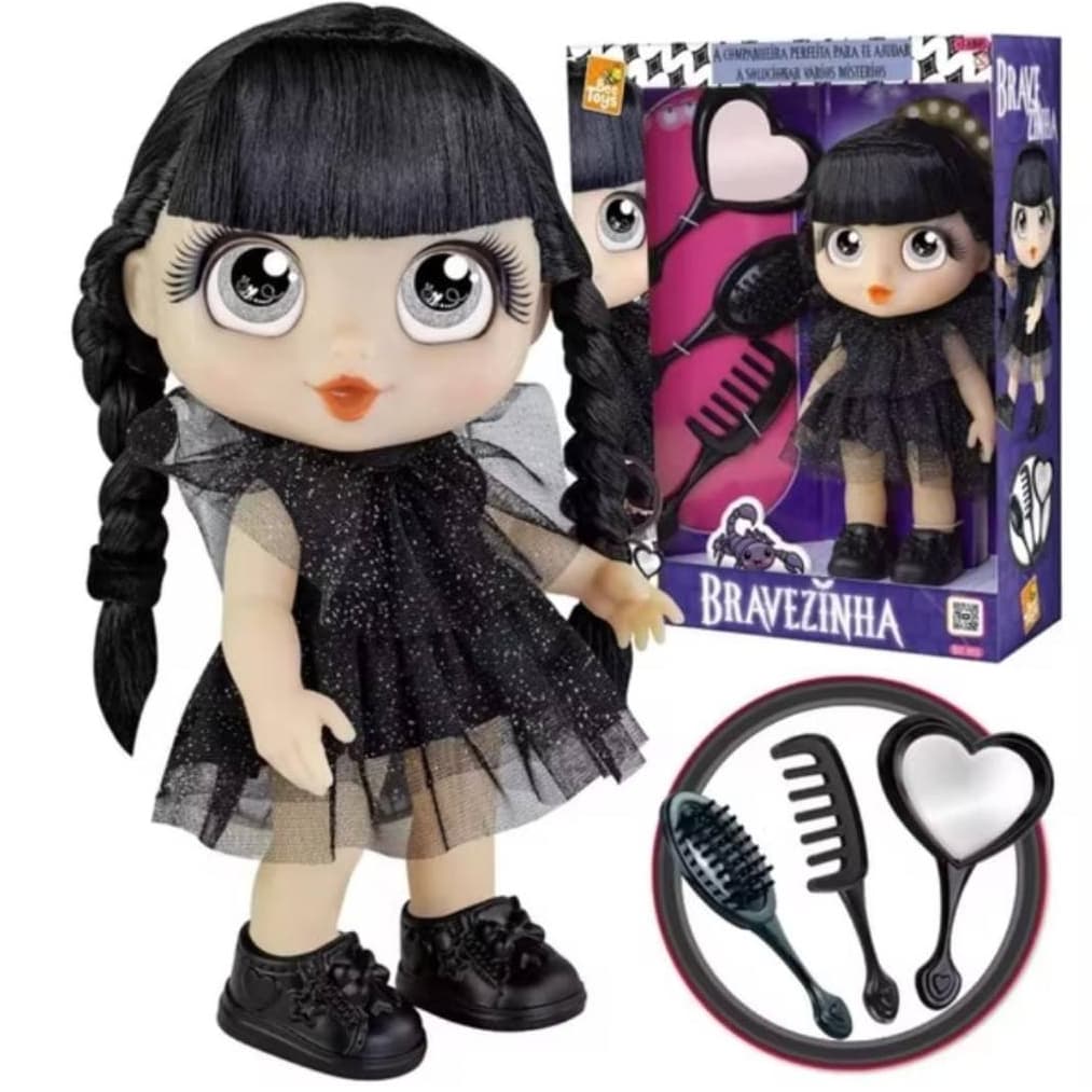 Boneca Menina Bravezinha Em Vinil Com Acessórios Pente Escova e Espelho - Bee Toys -