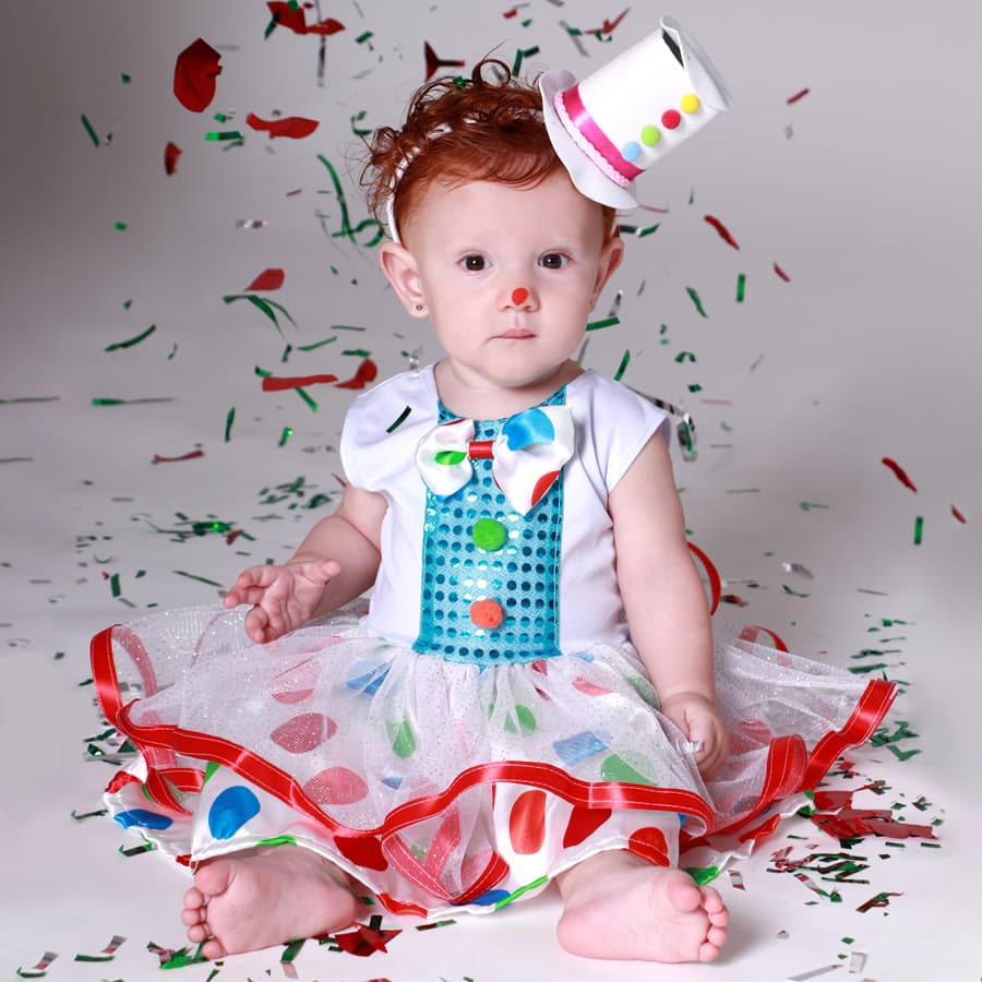 Fantasia Palhacinha Infantil colorida Tema Circo - Vestido para festas aniversário merversário