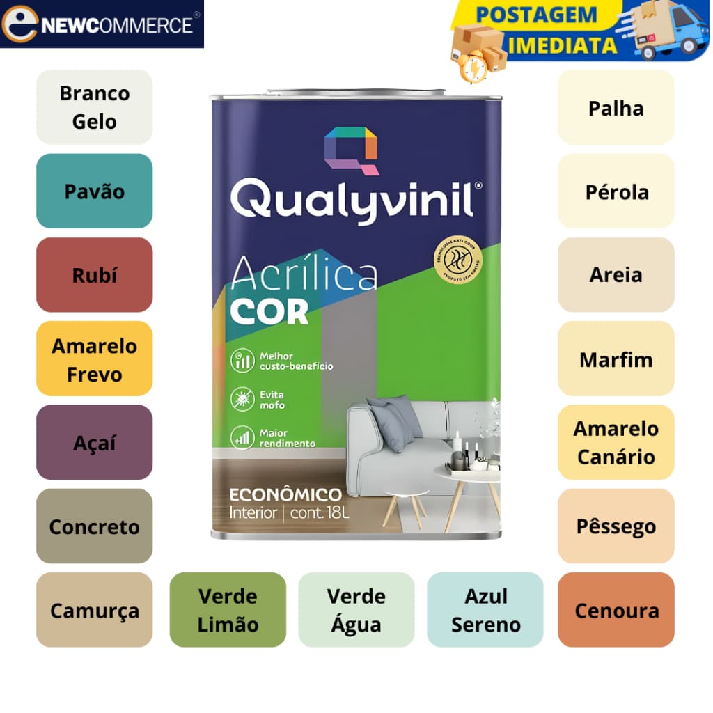 Tinta Acrílica Antimofo Qualyvinil 18L – Super Econômica Interna