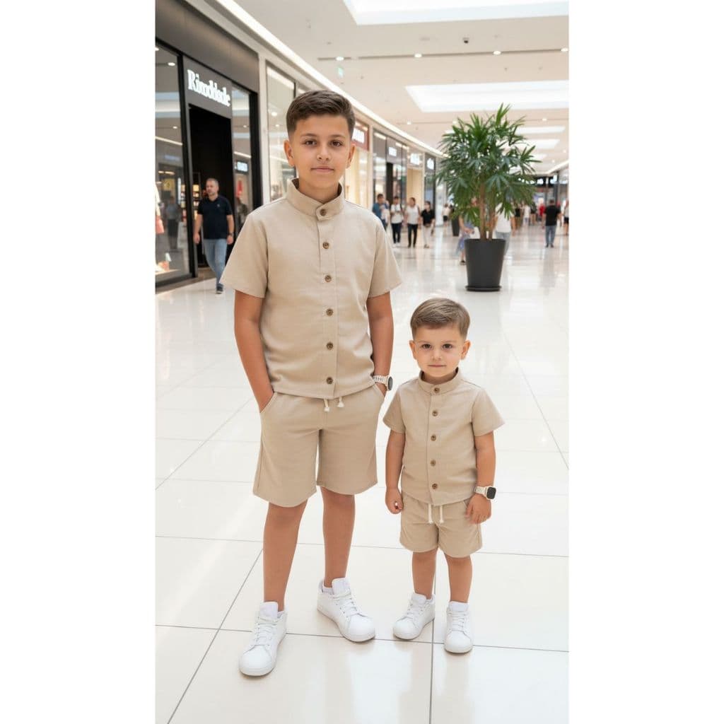 CONJUNTO INFANTIL EM LINHO GOLA PADRE DE 2 AO 14 ANOS