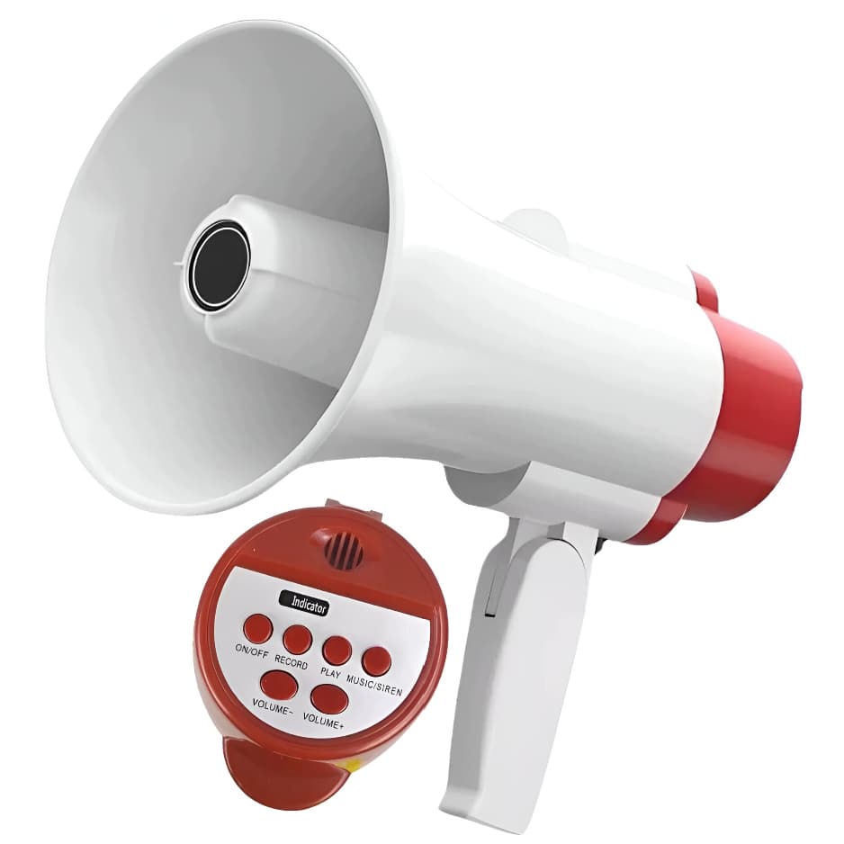 Megafone Profissional Gravador de Áudio Sirene Música Amplificador de Som Regarregável Bivolt Festa
