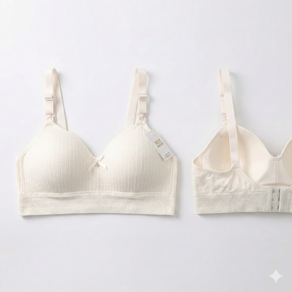 Sutiã de amamentação feminino com laço e pérolas - Confortável e elegante - Alças ajustáveis