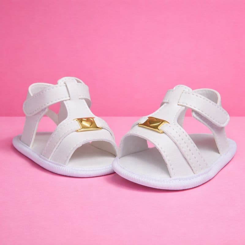 Sandália Recém Nascida Bebê Menina Leve Flexível e Confortável Coração Dourado Benne Kids Original