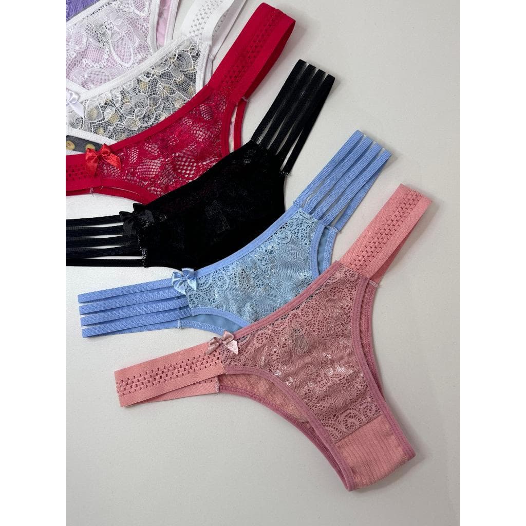 Kit 5 Calcinhas Promoção Femininas Pala Lateral  Renda Tamanho Único M