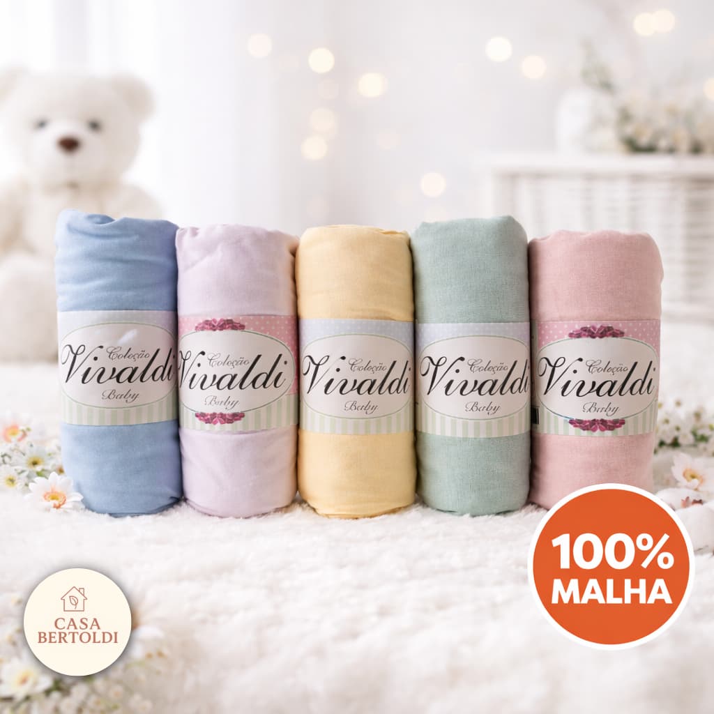 Kit 1 2 e 3 Peças Lençol Berço Elástico Malha Americano 100% Algodão Menino Menina Bebê Rosa Azul