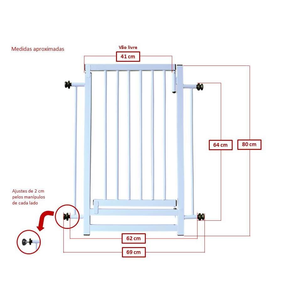Grade Portão Premium Feito Aço Carbono Pintado tinta eletrostática Segurança Bebê Cachorro Cães70 cm
